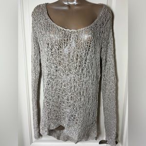 HELMUT LANG Gorgeous Sage green Slouchy Open-work sweater Top Med New